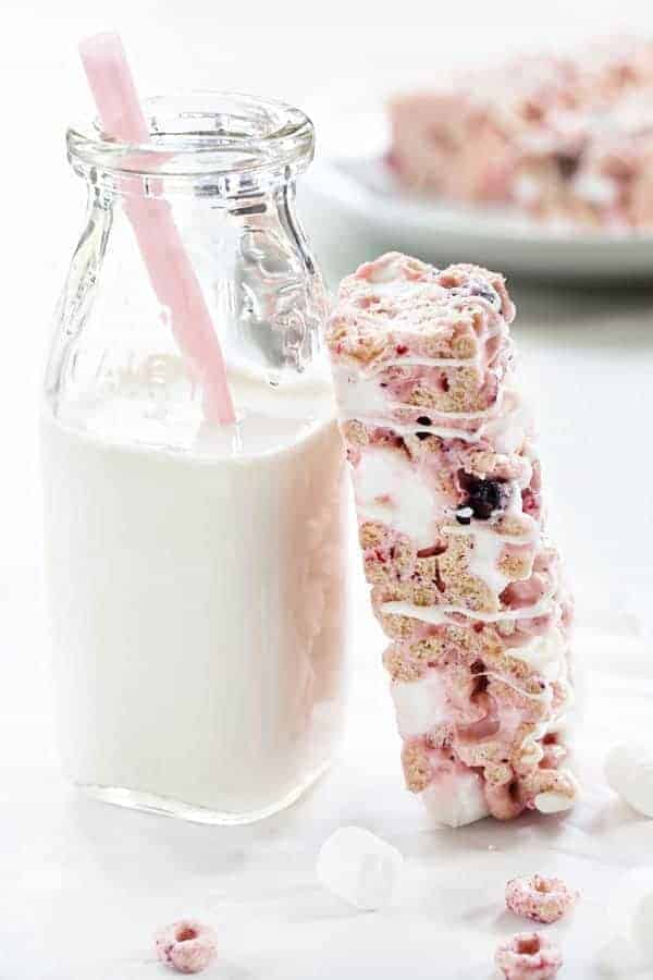 Berry Cereal Treats are everything you love about marshmallow cereal treats, but with a fun berry twist.