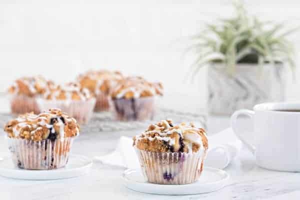 Blueberry Walnut Muffins rise high and mighty to create a perfect grab and go breakfast for busy mornings!