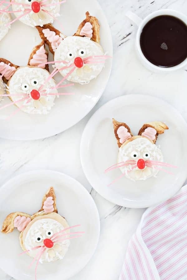 Homemade cinnamon roll dough is transformed into sweet bunnies perfect for Easter brunch! So adorable!