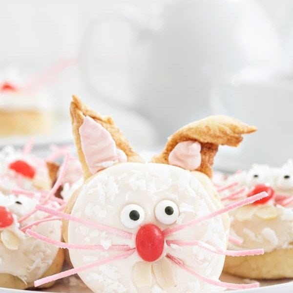 Cinnamon roll dough is transformed into adorable bunnies perfect for Easter brunch! So fun!