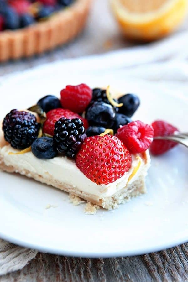 A Lemon Berry Mascarpone Tart is a simple, delicious way to show off all the season's best berries. Perfect for summer!
