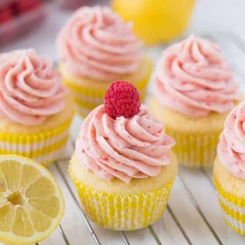 These Raspberry Lemonade Cupcakes are just what you need for your grown-up lemonade stand!
