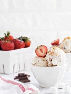 Strawberry S'mores Ice Cream couldn't be better for a summer dessert. It's cool and creamy, and just the right texture thanks to a secret ingredient!