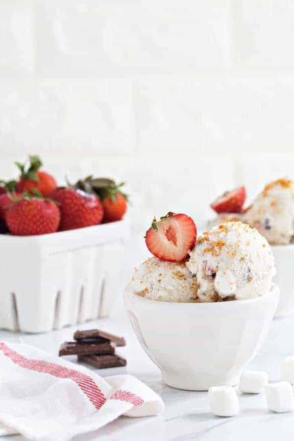 Strawberry S'mores Ice Cream couldn't be better for a summer dessert. It's cool and creamy, and just the right texture thanks to a secret ingredient!