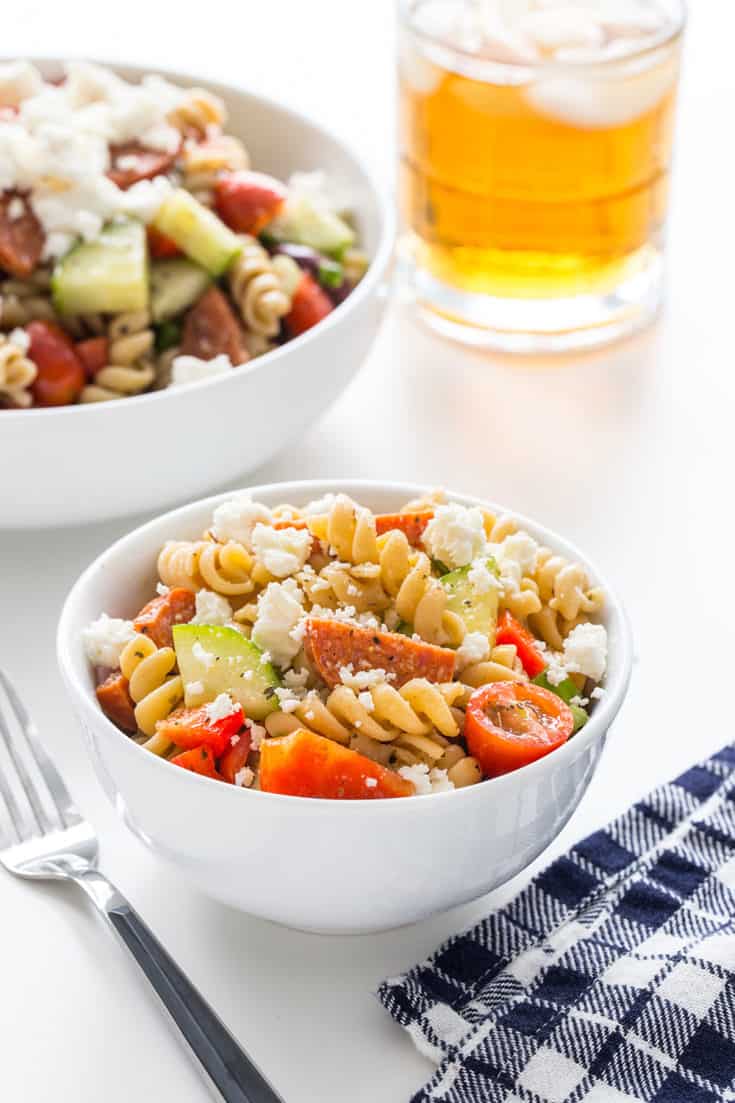 Easy Greek Pasta Salad Recipe | My Baking Addiction