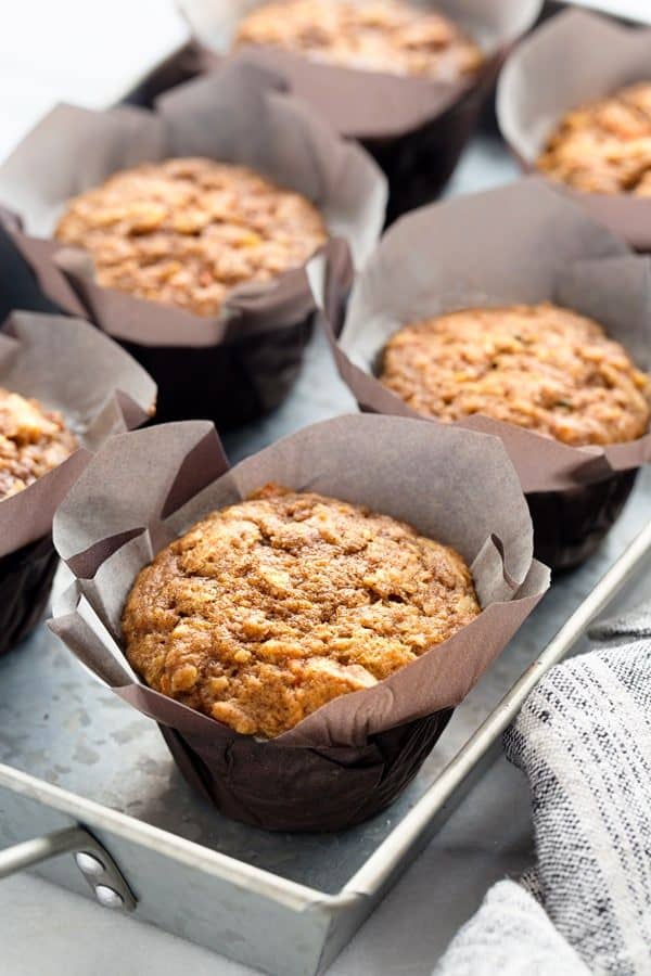 Morning Glory Muffins are sweet, moist and ideal for busy mornings! Pair them with a mug of your favorite coffee for the perfect fall breakfast