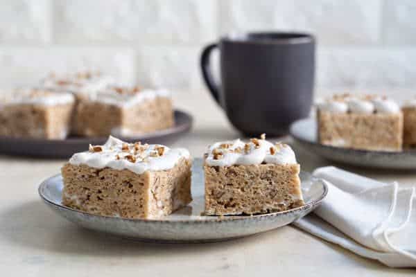 Frosted Maple Pecan Marshmallow Cereal Treats are a surefire no-bake treat. Easy, delicious, and perfect for fall!