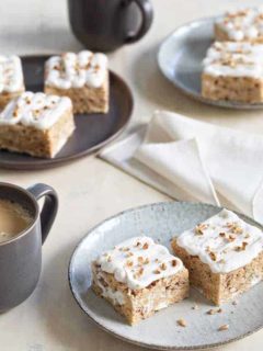Frosted Maple Pecan Marshmallow Cereal Treats are a surefire no-bake treat. Simple and so perfect for fall!