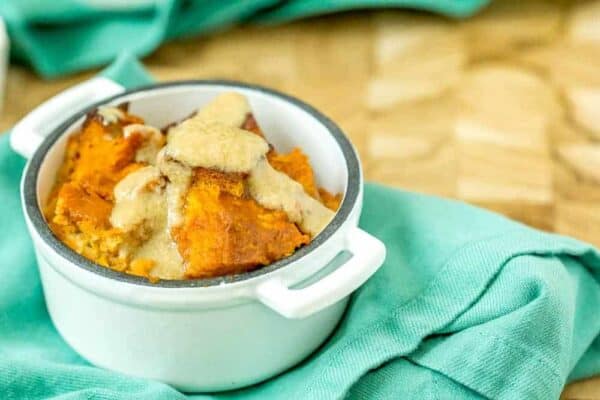 Pumpkin bread pudding is a great fall dessert. It's loaded with fall flavors and a simple way to impress your guests!