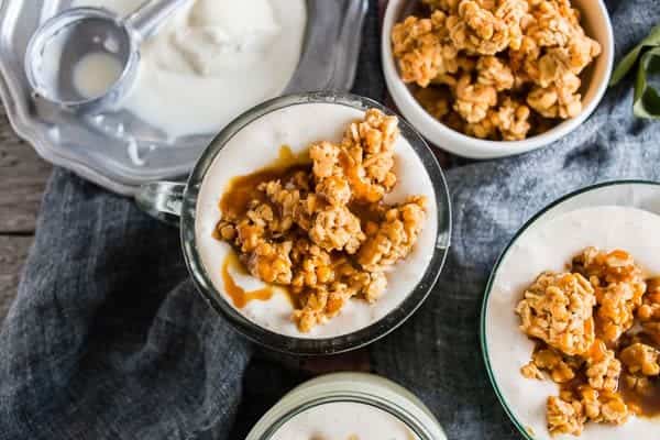 This caramel apple crisp milkshake is the perfect combination of ice cream and fall dessert flavor.  You'll be making this one all season long!