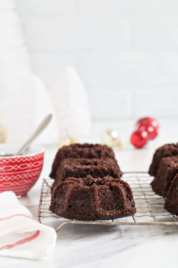 Chocolate Peppermint Mini Bundt Cakes are a fun and delicious dessert for any holiday party. Who could resist their own mini cake?