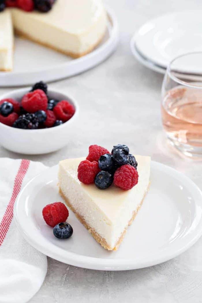 Rosé Cheesecake is rich, creamy, and full of flavor. If you love Rosé, this is the cheesecake for you!