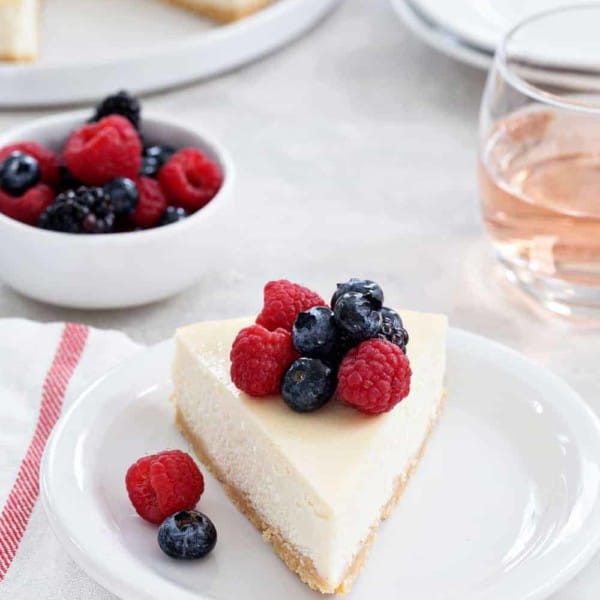 Rosé Cheesecake is rich, creamy, and full of flavor. If you love Rosé, this is the cheesecake for you!