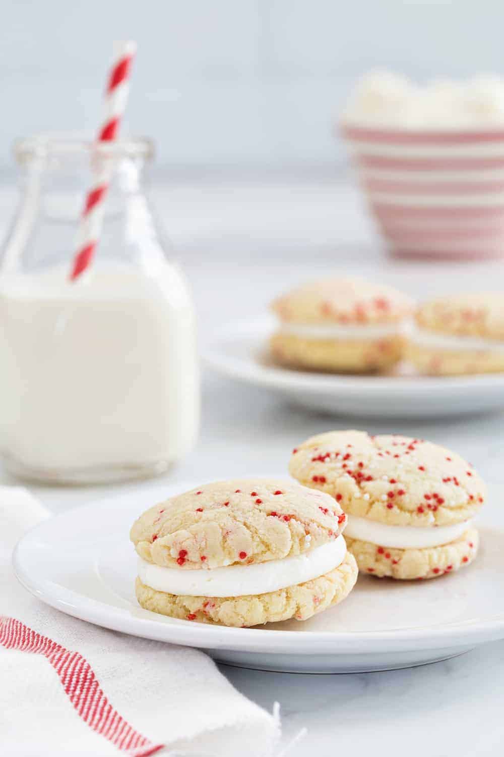 Easy Sugar Cookies come together in a snap! No chilling, rolling, or cookie cutters required! If you love sugar cookies, you have to try these!