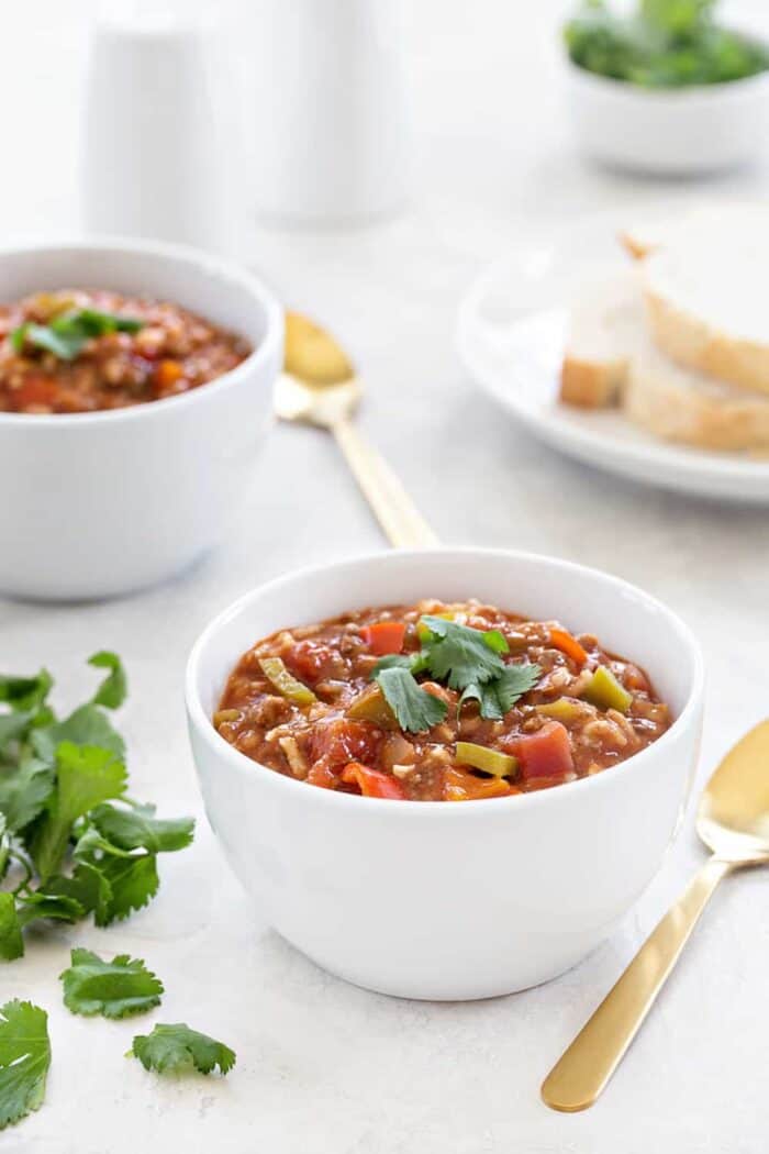 Stuffed Pepper Soup has all of the familiar flavors of traditional stuffed peppers, but it comes together in one pot. Total comfort food!