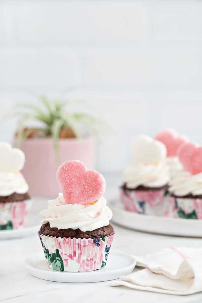 Valentine Marshmallow Cupcakes are a simple and delicious dessert for Valentine's Day. A totally love-ly recipe to make with your kids!