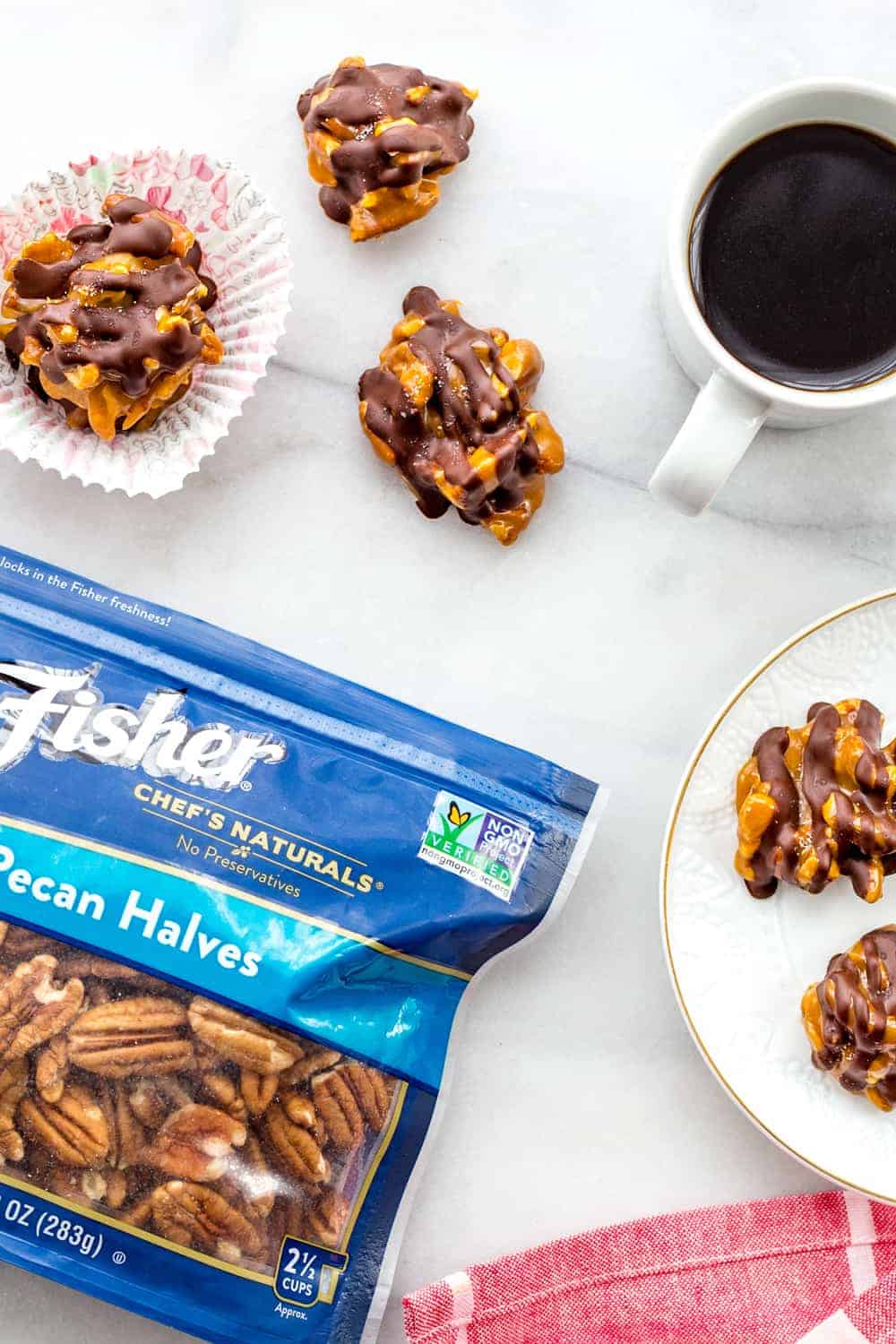 Caramel Pecan Clusters come together with just a handful of ingredients. Simple, delicious, and perfect for gift giving!