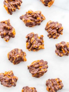 Caramel Pecan Clusters come together with just a handful of ingredients. They're sweet, salty and perfect for any caramel lover!