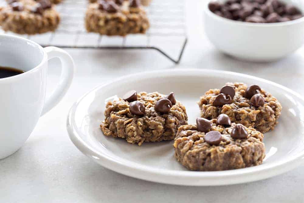 Banana Oatmeal Cookies are soft, chewy and studded with chocolate. The perfect use for those browning bananas!