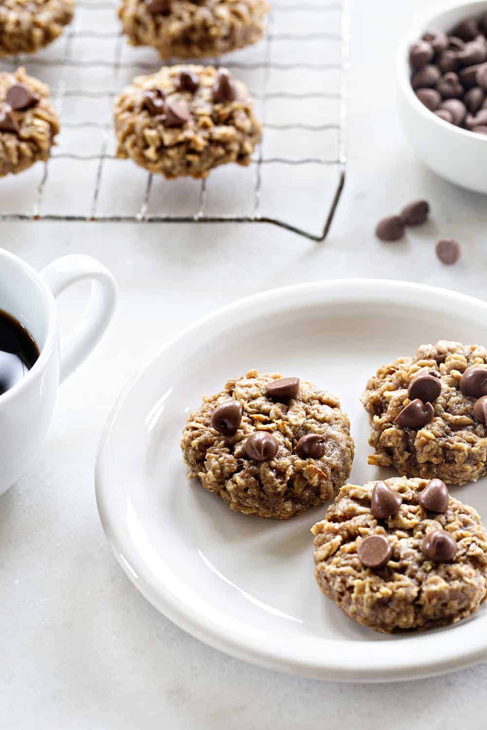 Banana Oatmeal Cookies are soft, chewy and studded with chocolate. Nuts and dried cranberries are also a perfect addition.