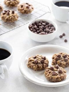 Banana Oatmeal Cookies are soft, chewy and studded with chocolate. They're perfect for breakfast, or dessert!