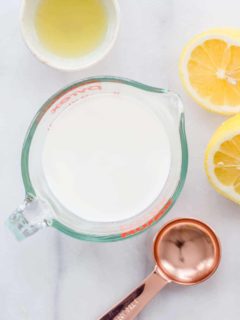 homemade buttermilk substitute comes together in 5 minutes and requires only 2 ingredients. Skip the grocery store and make your own!