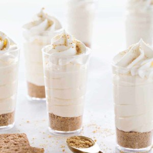 RumChata Cheesecake Pudding Shots come together with 5 simple ingredients. They're sweet, delicious and perfect for any adult party!