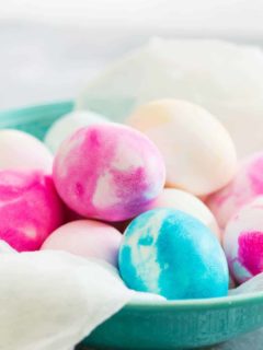 These Whipped Cream Dyed Easter Eggs couldn't be easier, or more fun! They're perfect for Easter!