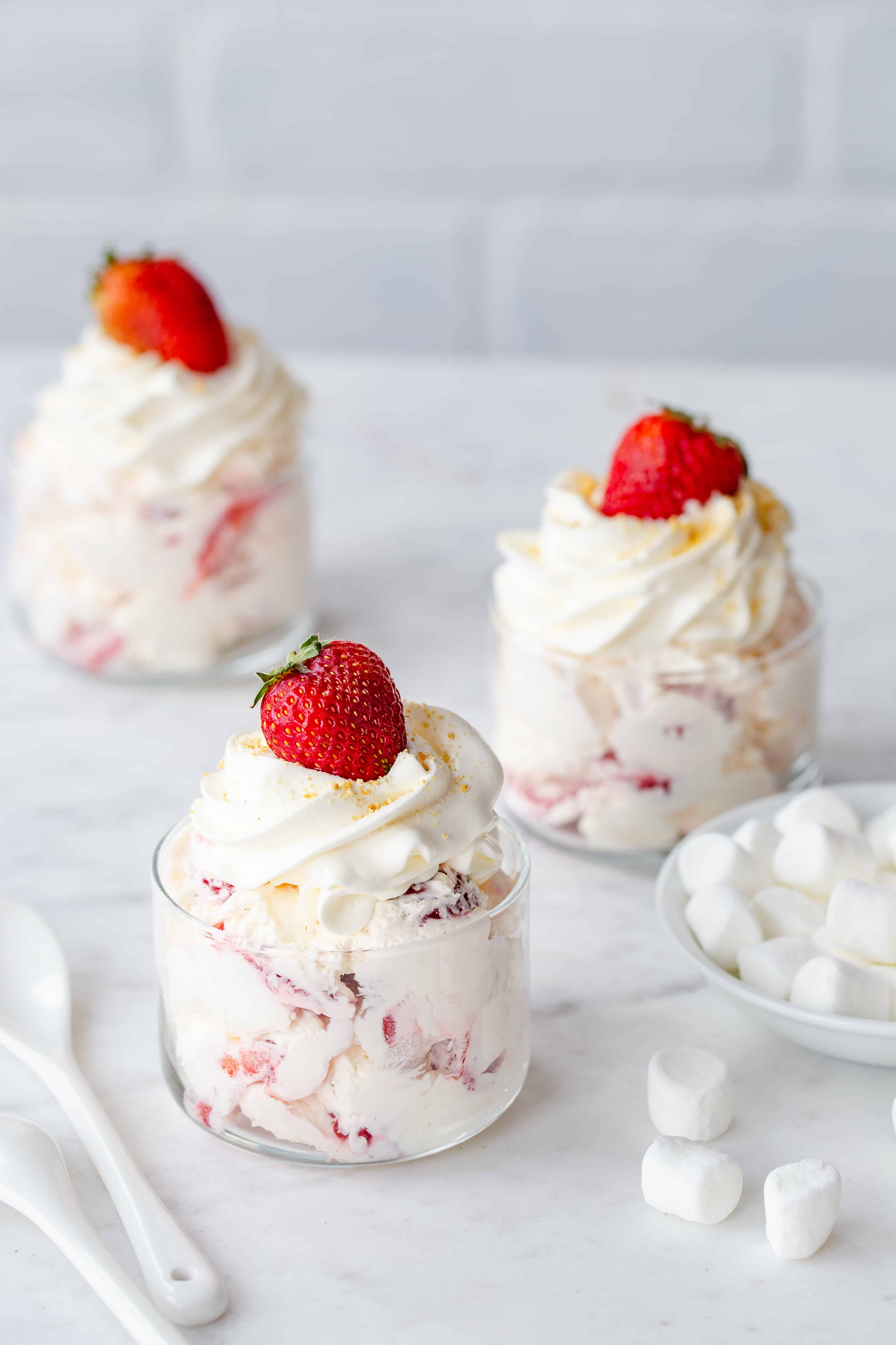 Strawberry Cheesecake Fluff is the perfect dessert for any occasion and comes together in less than 10 minutes! So good!