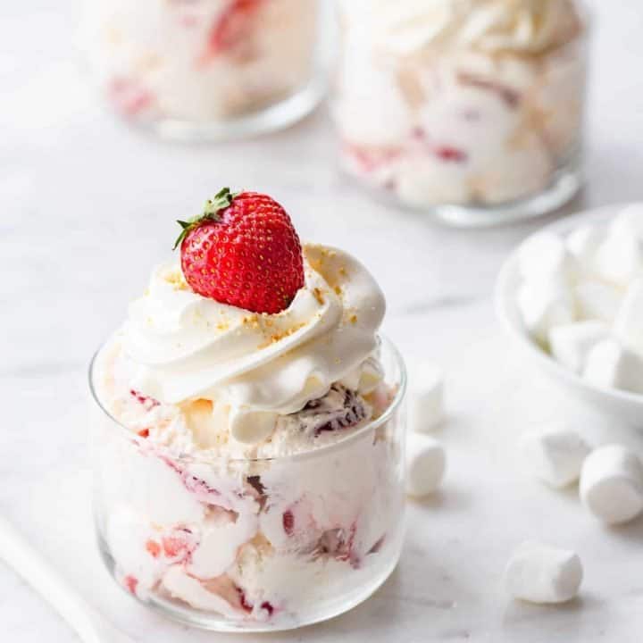 Strawberry Cheesecake Fluff comes together in less than 10 minutes and is the perfect dessert, or side dish for any occasion.