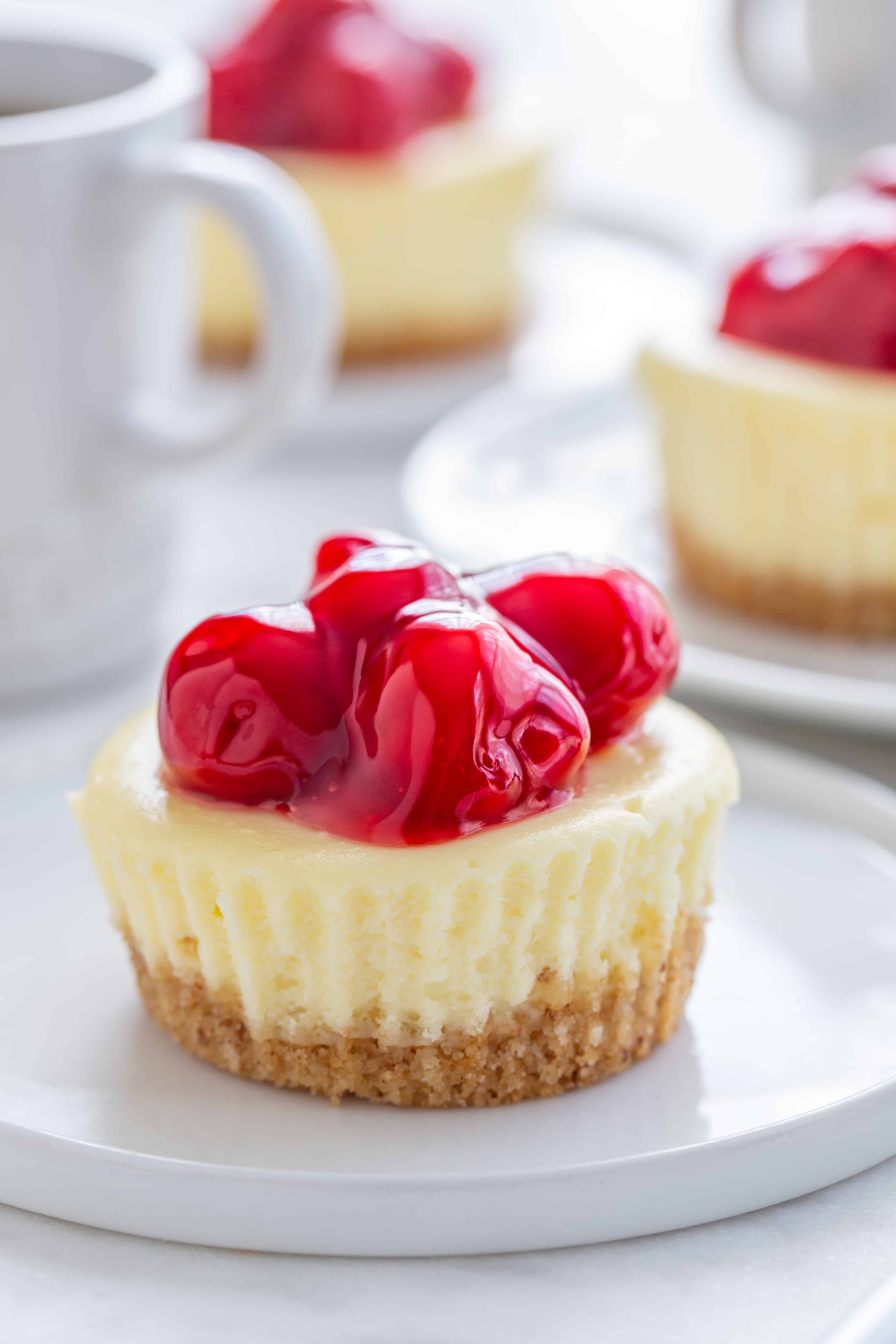 Mini Cherry Almond Cheesecakes are simple, tasty and perfect for entertaining. 