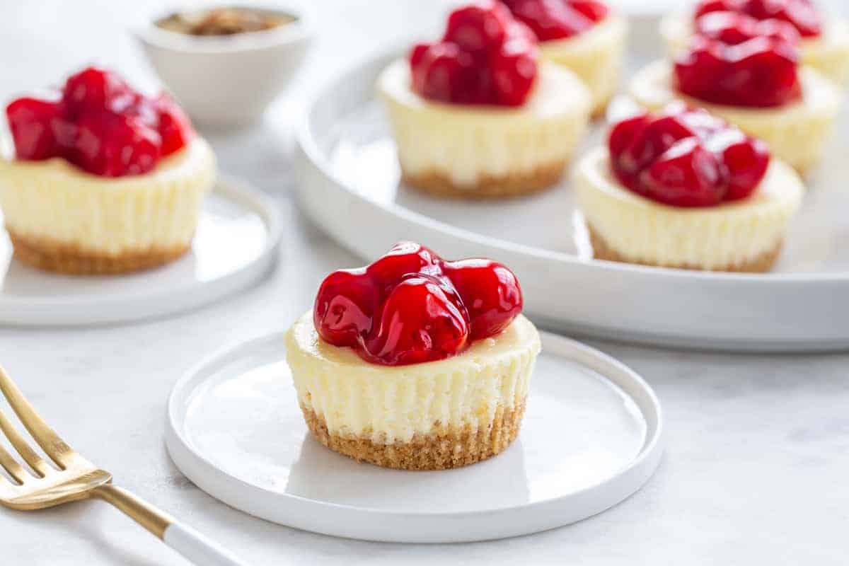 Mini Cherry Almond Cheesecakes are so simple to make! The almond-cherry combo is amazing!