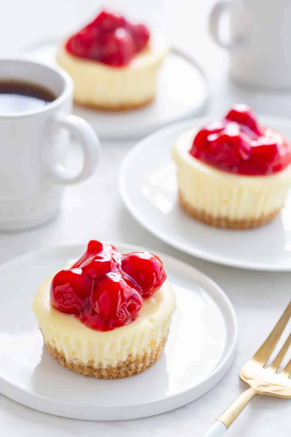 Mini Cherry Almond Cheesecakes are the perfect dessert for summer entertaining. Simple and so delish!