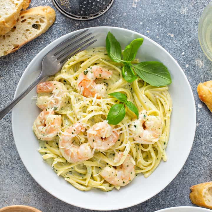 Creamy Pesto Pasta with Shrimp - My Baking Addiction