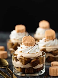 Pumpkin Trifles layer pumpkin bread with pumpkin pudding and top everything off with an adorable seasonal marshmallow. Cute enough for kids, delicious enough for adults!