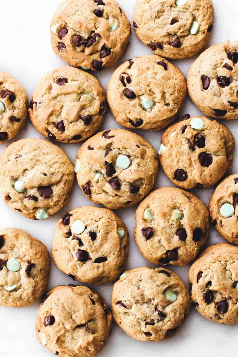 These Chewy Mint Chocolate Chip Cookies are perfect for the holidays or any day! 