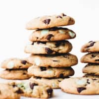 Chewy Mint Chocolate Chip Cookies are the perfect chewy chocolate chip cookie. They're studded with chocolate chips and mint chips for the best mint and chocolate flavor.