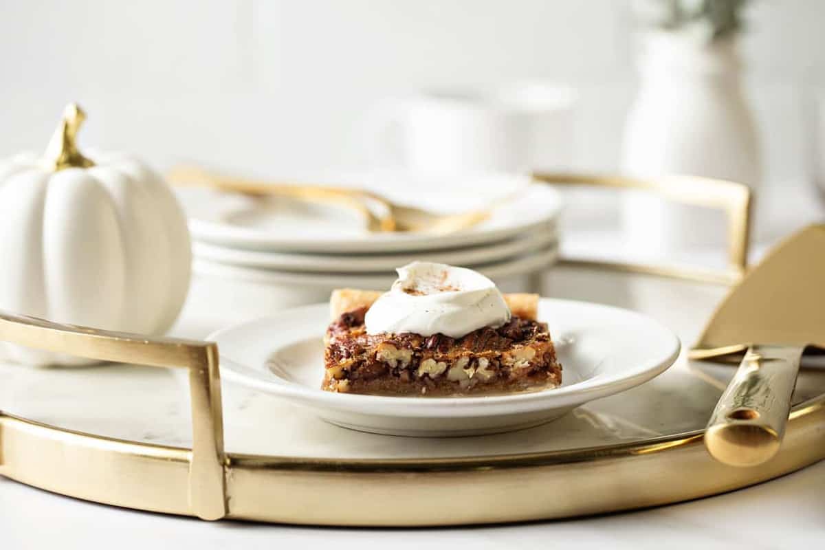 Pecan Slab Pie is an easy way to feed a crowd! Simple, classic, and totally delicious!