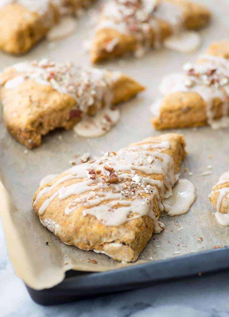 Sweet Potato Pecan Scones with Maple Glaze