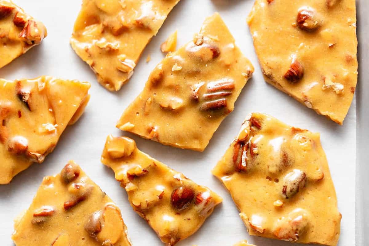 Make a batch of Nut Brittle with salted mixed nuts for the perfect holiday gift.
