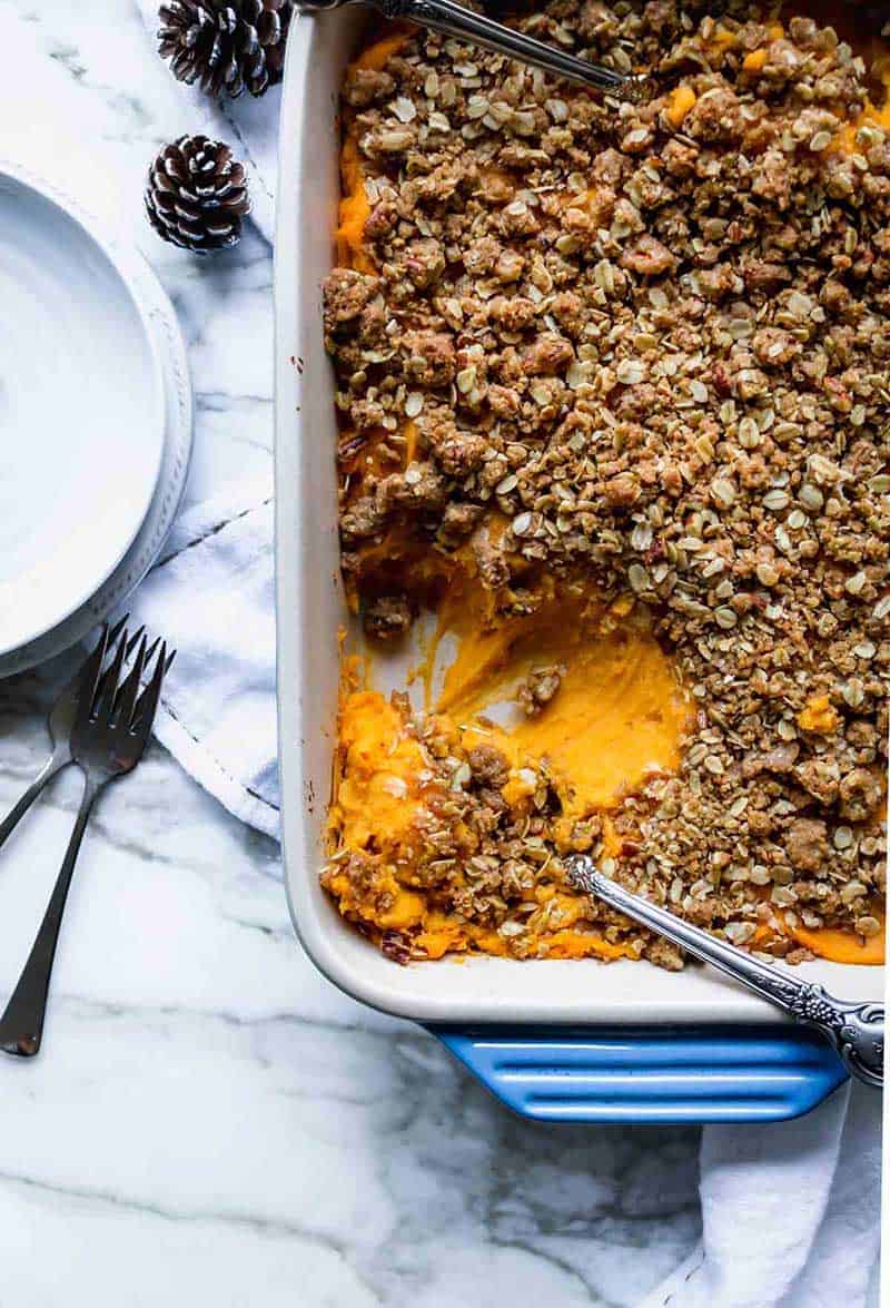 Sweet Potato Casserole with Pecan Oat Crumble