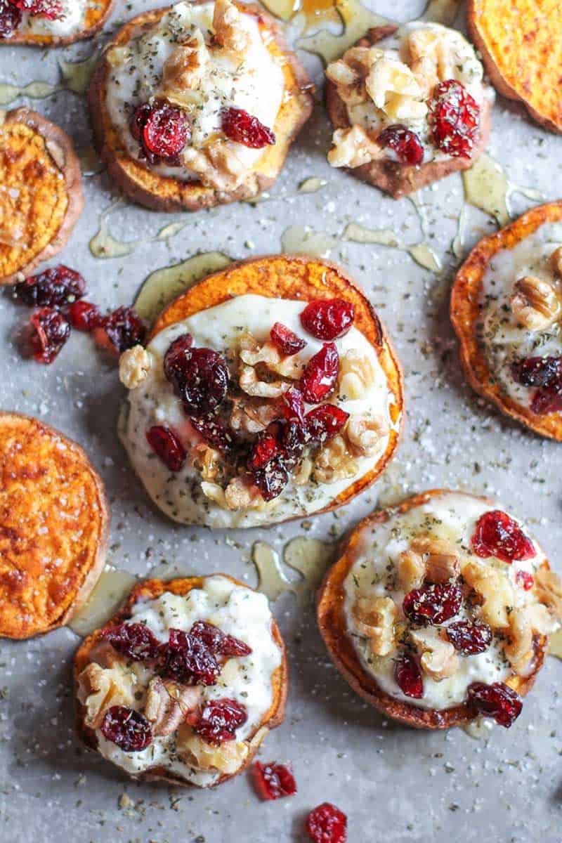 Sweet Potato Rounds with Herbed Ricotta and Walnuts