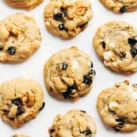 Granola Cookies are perfectly chewy and packed full of crunchy granola, dried fruit, nuts and white chocolate chips.