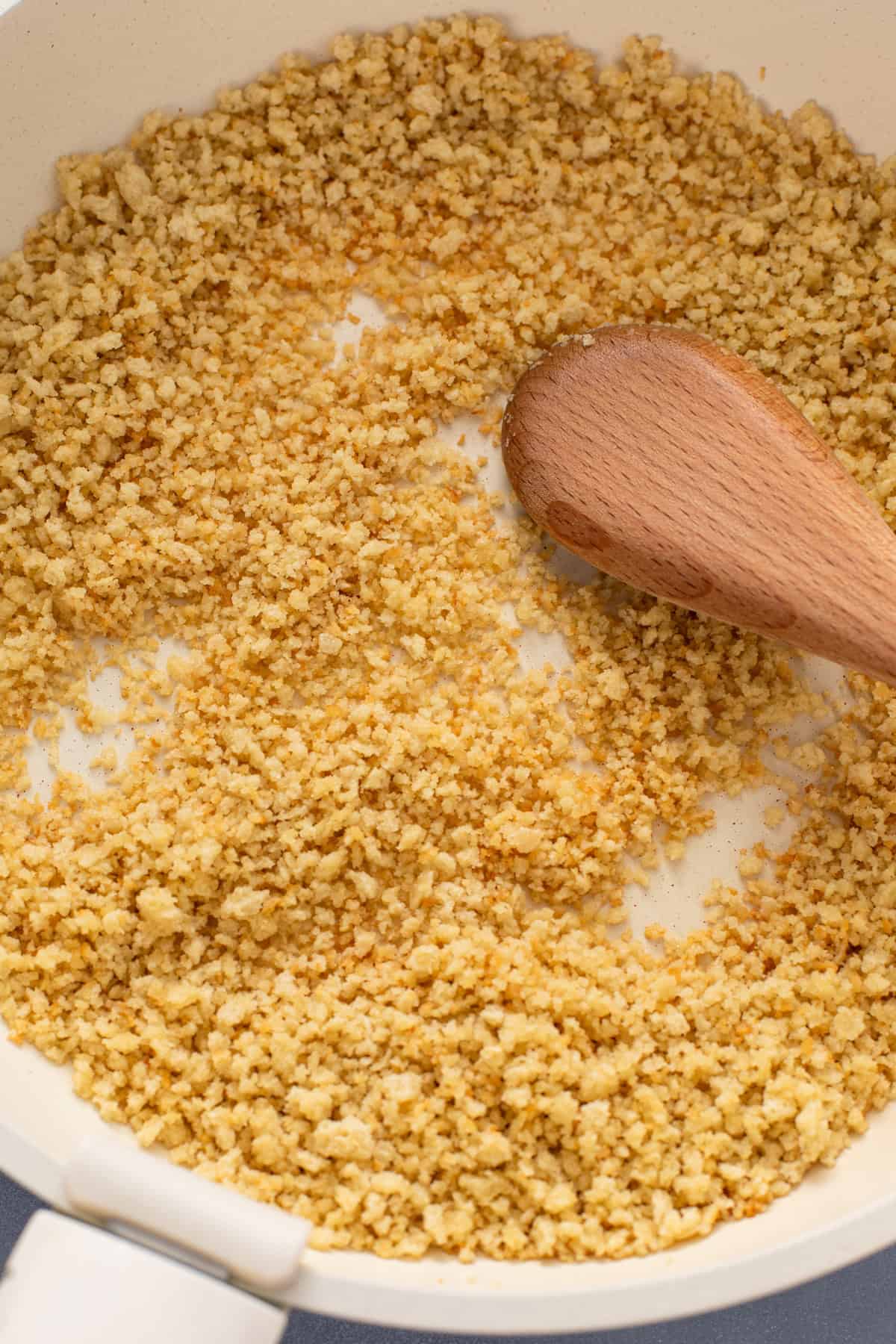 Panko toasted in a skillet.