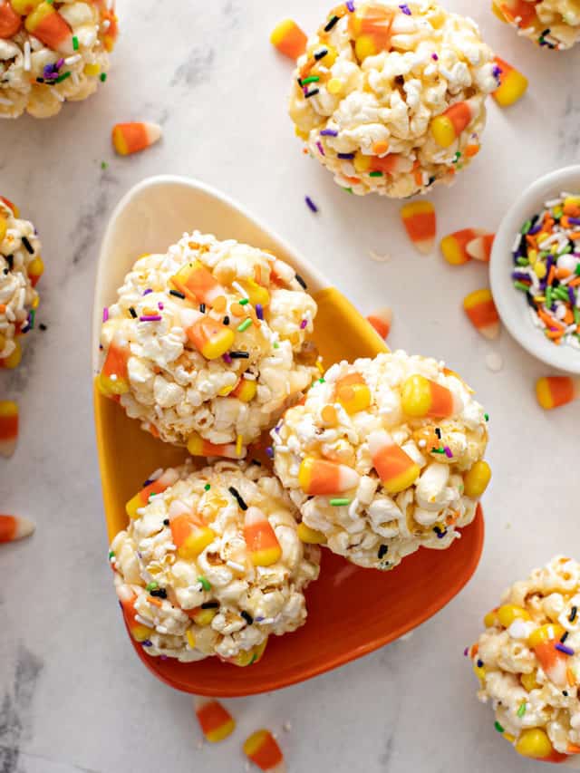 Candy Corn Popcorn Balls