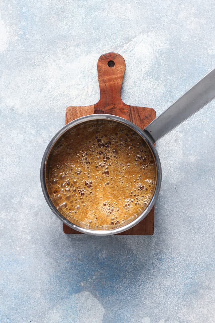 toffee candy base for saltine toffee in a small sauce pan