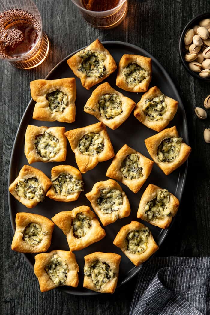 Spinach dip and crescent roll dough for spinach artichoke bites