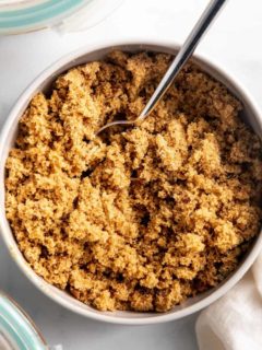 White bowl filled with brown sugar substitute