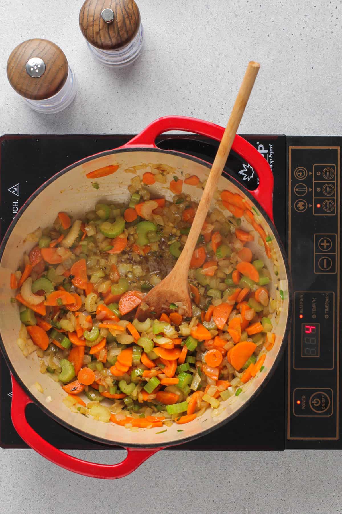 vegetables cooking for corn chowder