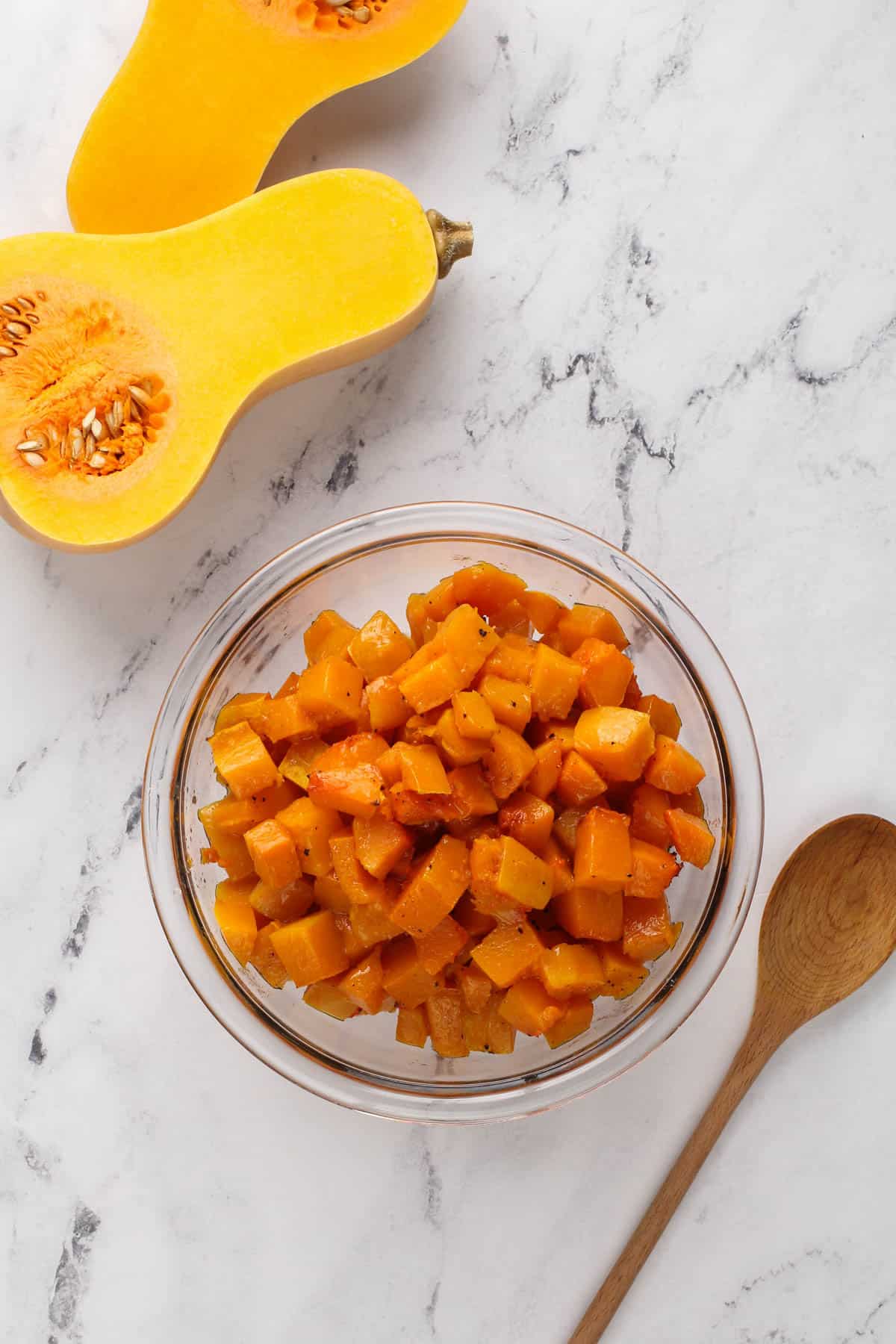 a bowl of roasted butternut squash soup